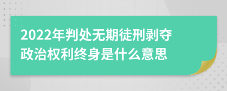 2022年判处无期徒刑剥夺政治权利终身是什么意思