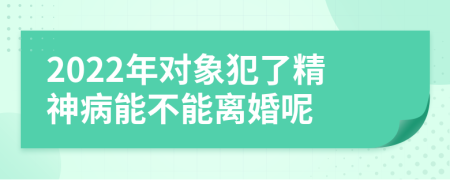 2022年对象犯了精神病能不能离婚呢