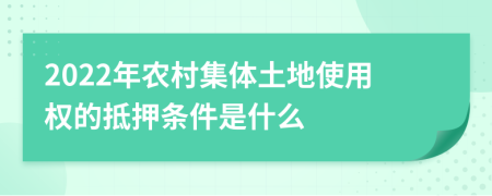 2022年农村集体土地使用权的抵押条件是什么