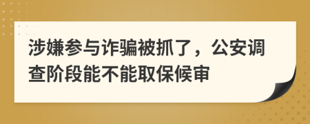 涉嫌参与诈骗被抓了，公安调查阶段能不能取保候审