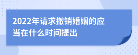 2022年请求撤销婚姻的应当在什么时间提出