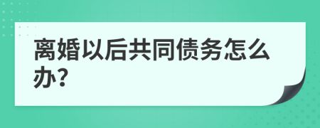 离婚以后共同债务怎么办？