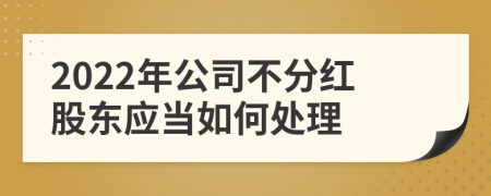 2022年公司不分红股东应当如何处理