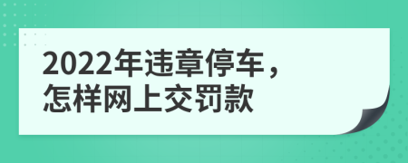 2022年违章停车，怎样网上交罚款