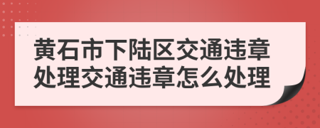 黄石市下陆区交通违章处理交通违章怎么处理