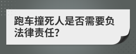 跑车撞死人是否需要负法律责任？