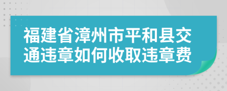 福建省漳州市平和县交通违章如何收取违章费
