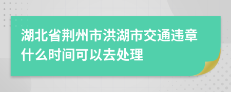 湖北省荆州市洪湖市交通违章什么时间可以去处理