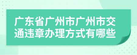 广东省广州市广州市交通违章办理方式有哪些