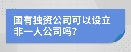 国有独资公司可以设立非一人公司吗？