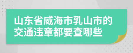 山东省威海市乳山市的交通违章都要查哪些