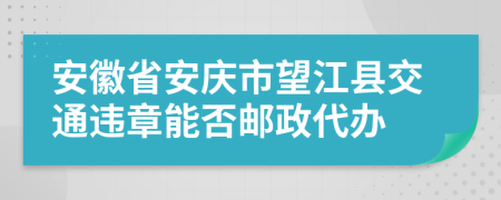 安徽省安庆市望江县交通违章能否邮政代办