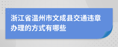 浙江省温州市文成县交通违章办理的方式有哪些