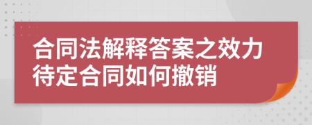 合同法解释答案之效力待定合同如何撤销