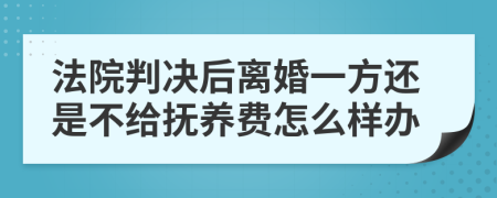 法院判决后离婚一方还是不给抚养费怎么样办