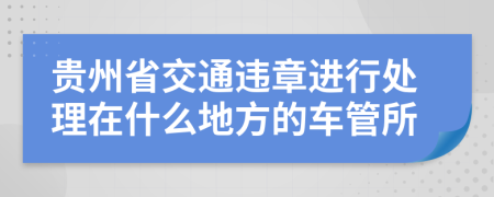 贵州省交通违章进行处理在什么地方的车管所