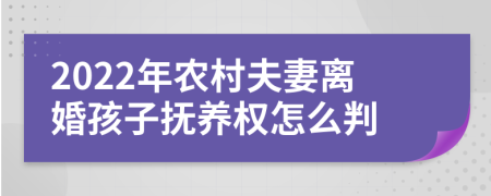 2022年农村夫妻离婚孩子抚养权怎么判