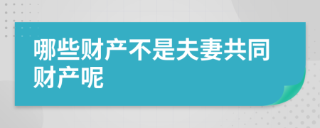 哪些财产不是夫妻共同财产呢