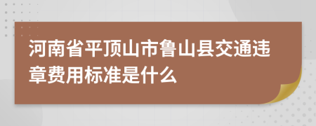 河南省平顶山市鲁山县交通违章费用标准是什么