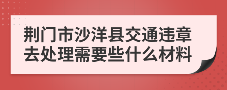 荆门市沙洋县交通违章去处理需要些什么材料