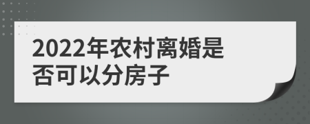 2022年农村离婚是否可以分房子