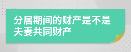 分居期间的财产是不是夫妻共同财产