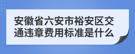 安徽省六安市裕安区交通违章费用标准是什么