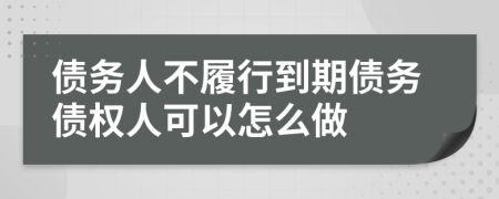 债务人不履行到期债务债权人可以怎么做