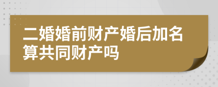 二婚婚前财产婚后加名算共同财产吗