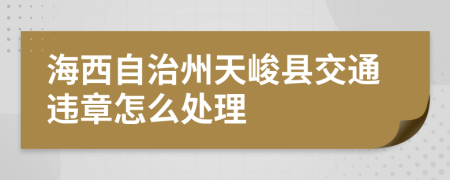 海西自治州天峻县交通违章怎么处理