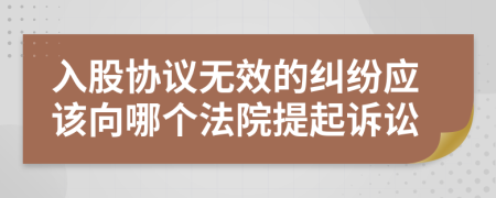 入股协议无效的纠纷应该向哪个法院提起诉讼