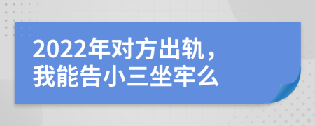 2022年对方出轨，我能告小三坐牢么