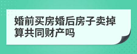 婚前买房婚后房子卖掉算共同财产吗