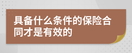 具备什么条件的保险合同才是有效的