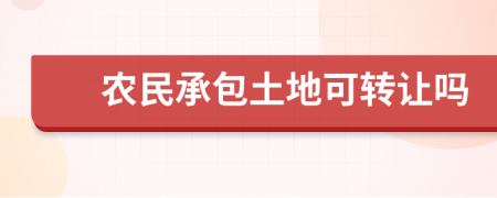 农民承包土地可转让吗