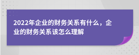 2022年企业的财务关系有什么，企业的财务关系该怎么理解