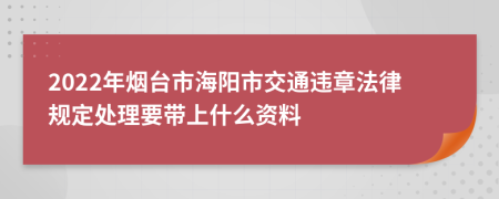 2022年烟台市海阳市交通违章法律规定处理要带上什么资料