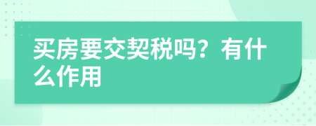 买房要交契税吗？有什么作用