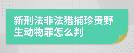 新刑法非法猎捕珍贵野生动物罪怎么判