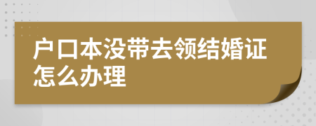 户口本没带去领结婚证怎么办理