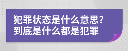 犯罪状态是什么意思？到底是什么都是犯罪