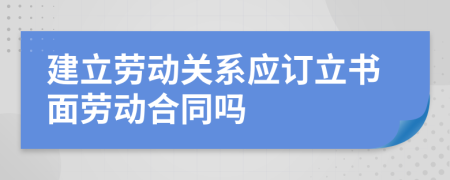建立劳动关系应订立书面劳动合同吗