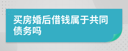 买房婚后借钱属于共同债务吗