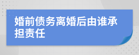 婚前债务离婚后由谁承担责任