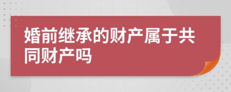 婚前继承的财产属于共同财产吗