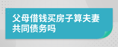 父母借钱买房子算夫妻共同债务吗