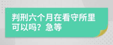 判刑六个月在看守所里可以吗？急等