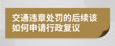 交通违章处罚的后续该如何申请行政复议