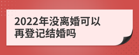 2022年没离婚可以再登记结婚吗