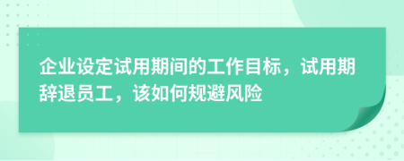 企业设定试用期间的工作目标，试用期辞退员工，该如何规避风险